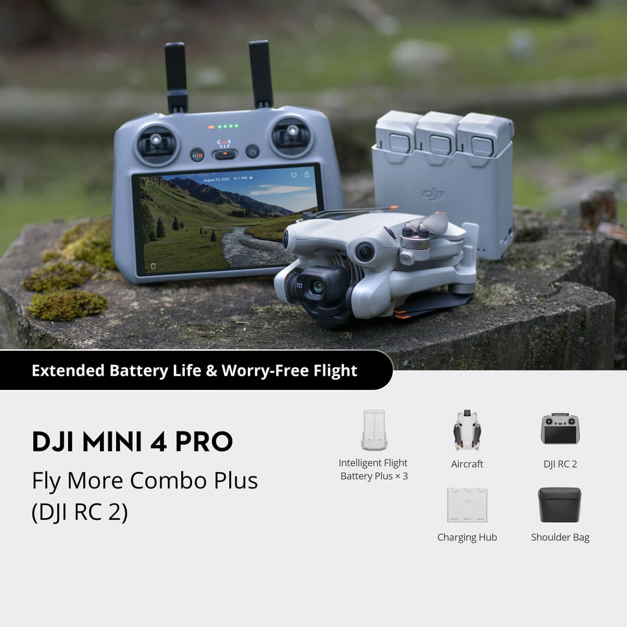 DJI Mini 4 Pro Combo drone with DJI RC2 changing hub , battery and shoulder bag